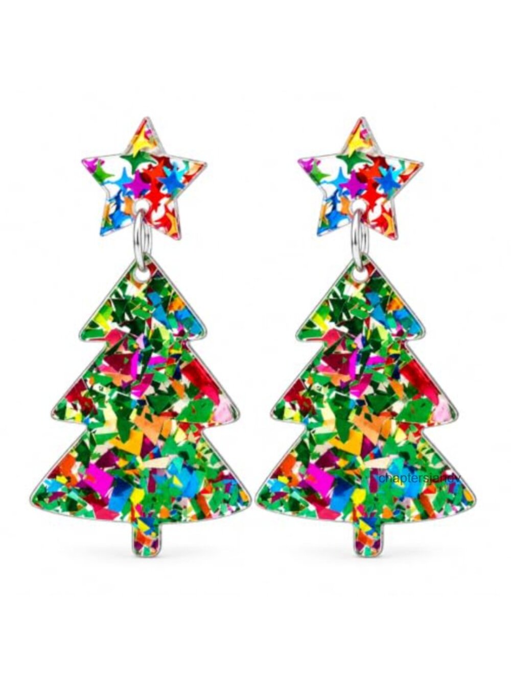 Acrylic Christmas Tree Drop Dangle Earrings Holiday Party Jewelry Gift